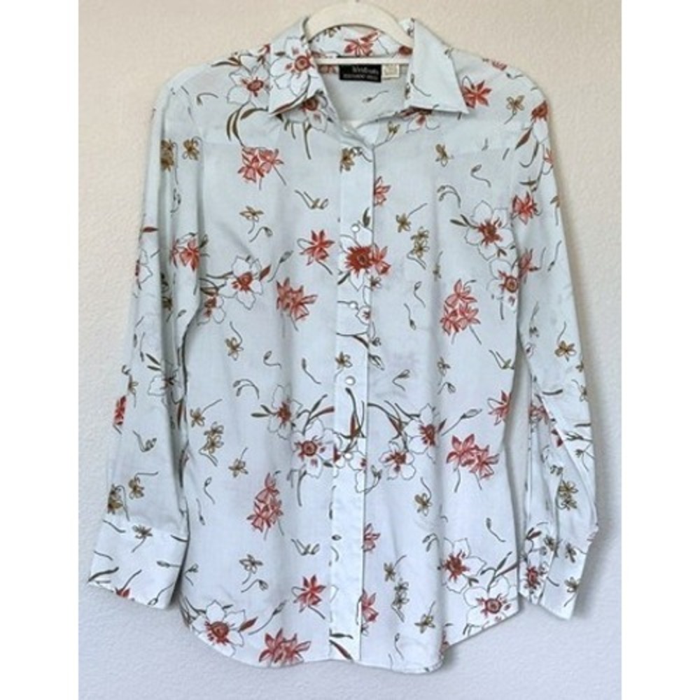 Champion Westerns‎ Vintage Floral Pearl Snap Shirt Western Cowgirl 1980s Size 18